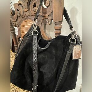 Ralph Lauren Collection Suede and Croc Bag with Crossbody Strap